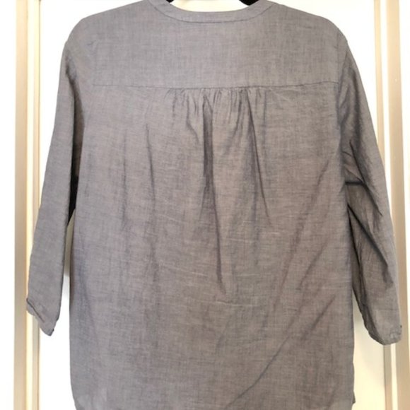 LOFT Chambray VNeck Button Down Blouse - Picture 2 of 2